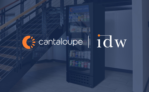 Cantaloupe, Inc., a leading provider of end-to-end technology solutions for self-service commerce, announced that the company has entered a strategic partnership with Innovative DisplayWorks (IDW), based in California, to become a preferred original equipment manufacturer (OEM) to manufacture its revolutionary Cooler Café for IDW's customers across the country. This partnership involves IDW transforming its standard coolers into smart coolers utilizing Cantaloupe's Smart Lock Connect technology and P30 card readers. (Graphic: Business Wire)