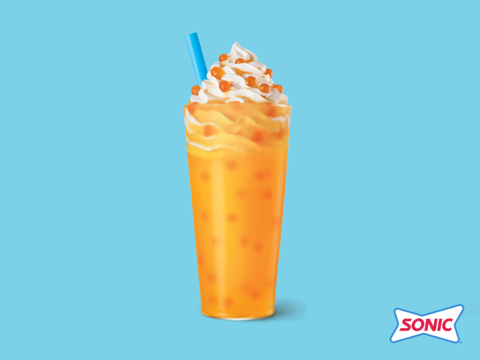 SONIC’s new Orange Cloudsicle Slush Float is a new spin on a summer classic and features the sweet and tangy flavor of orange cloudsicle flavored slush loaded with orange vanilla flavor bubbles and topped with a sweet, creamy cloud of soft serve and even more orange vanilla flavor bubbles. (Photo: Business Wire)