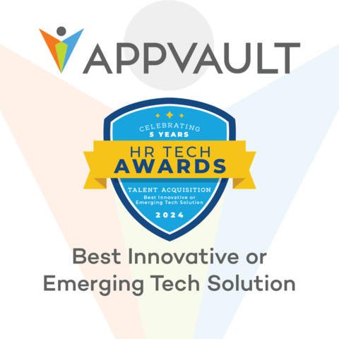 original AppVault Earns Best Innovative or Emerging Tech Solution for Talent Aquisition in the 2024 HR Tech Awards (Graphic: Business Wire)
