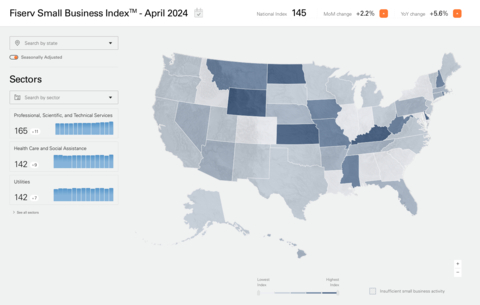 Fiserv Small Business Index Map: April 2024 (Graphic: Business Wire)