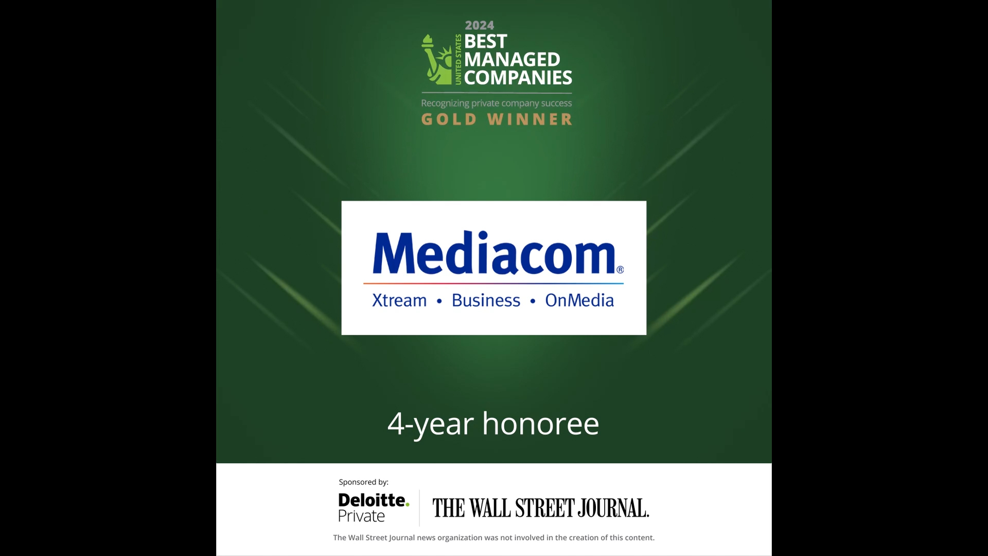 Mediacom named 2024 US Best Managed Companies Gold Award Winner