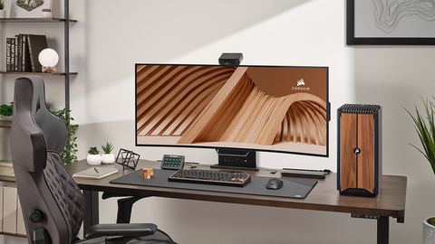 The CORSAIR ONE i500 PC is 30% smaller than a full-sized desktop PC but doesn’t compromise on power. Modern liquid cooling delivers top-tier thermal efficiency, minimizing CPU and GPU temperatures while achieving faster performance, all while being noticeably quieter than traditional cooling. NVIDIA GeForce RTX 4090 and 4080 SUPER graphics cards power a quantum leap in framerates and AI-powered graphics, while Intel 14th Gen CPU architecture makes sure you game and multitask without compromise. The sleek, aluminum case with FSC-Certified real wood panels—each with one-of-one natural grain—fits beautifully into any modern workspace or gaming setup. Future upgradability is possible with the CORSAIR ONE i500 PC using industry standard PCIe, RAM, and SSD slots, allowing you to craft a system as unique as your ambitions. (Photo: Business Wire)