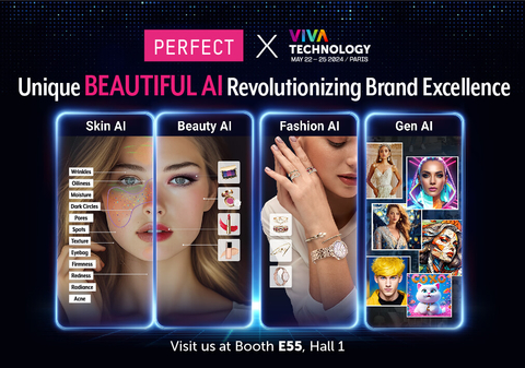 Perfect Corp. Unveils Unique ‘Beautiful AI’ Brand Solutions for Beauty, Skincare, and Fashion at Viva Technology 2024 (Graphic: Business Wire)