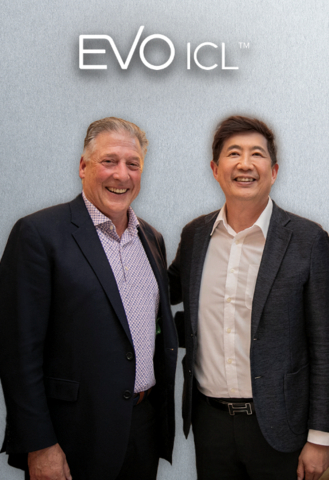 Tom Frinzi, Chair of the Board, President and CEO, STAAR Surgical (Left) and Dr. Robert T. Lin, founder and surgeon, IQ Laser Vision (Right). (Photo: Business Wire)