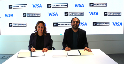 Leila Serhan (Visa's Senior Vice President and Group Country Manager for North Africa, Levant and Pakistan region - Left) - Nader Abdelrazik (MoneyHash Cofounder & CEO, Right) (Photo: Business Wire)