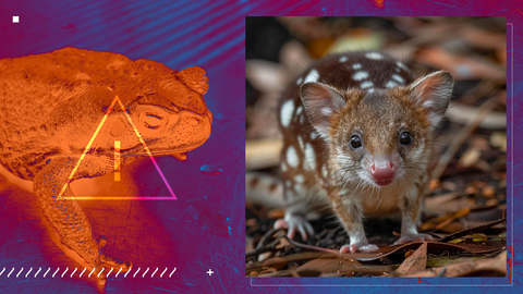 Colossal Biosciences and the University of Melbourne take steps forward in effort to save the endangered northern quoll (right) from the invasive cane toad (left) (Graphic: Business Wire)