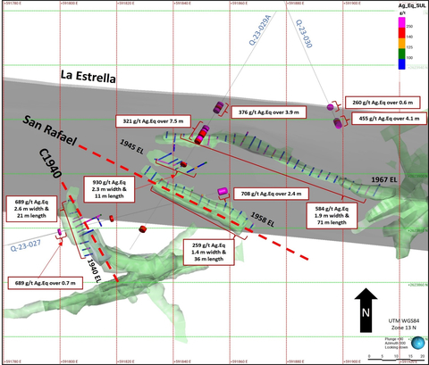 Figure 3: Plan View of La Estrella, San Rafael, C1940 Zones and Drill Results (Graphic: Business Wire)