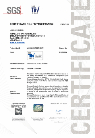 整合C-PHY及D-PHY IP的MIPI CSI-2 RX獲得ISO26262汽車安全完整性B級 (ASIL-B) 認證。（圖片來源：美國商業資訊）