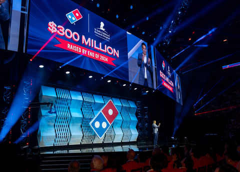 Russell Weiner, Chief Executive Officer of Domino’s, the largest pizza company in the world, joins more than 9000 franchisees and their team members May 8, 2024, for the 2024 Domino's World Wide Rally in Las Vegas. Weiner announced an historic goal to bring Domino's fundraising total to $300 million by 2034 to benefit the lifesaving mission of  St. Jude Children’s Research Hospital. (Photo: Business Wire)