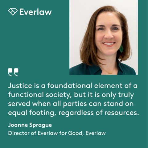 Joanne Sprague, director of Everlaw for Good, leads effort to reach $1M of in-kind services this year (Graphic: Business Wire)