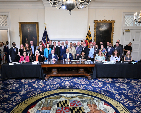 Governor Moore signs the Critical Infrastructure Streamlining Act of 2024, saying "this bill is going to supercharge the data center industry in Maryland, so we can unleash more economic potential and create more good paying union jobs.