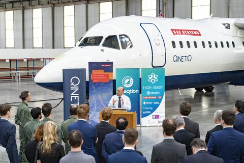 Minister of State (Minister for Science, Research and Innovation) Andrew Griffith speaks on advanced quantum-based navigation. Photo credit: QinetiQ