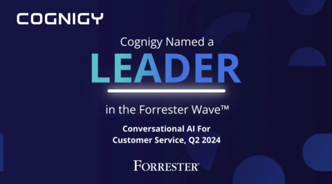 Forrester has named Cognigy a Leader in Conversational AI For Customer Service. Cognigy is recognized as the top-ranked solution in the Strategy category with the highest possible scores in nine areas. (Graphic: Business Wire)