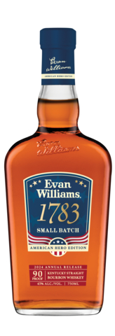Evan Williams 1783 Small Batch, named for the year that Evan Williams founded Kentucky's first distillery, is an award-winning, extra-aged small batch Bourbon. This year's American Hero Edition was thoughtfully selected by the 2024 Evan Williams American-Made Heroes straight from the barrels. Each limited-edition bottle features a hang tag highlighting the six inspiring veterans. Evan Williams 1783 Small Batch American Hero Edition is bottled at 90 proof. The suggested retail price is $23.99 for the 750ml and $37.99 for the 1.75L. (Photo: Business Wire)