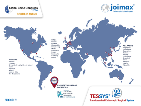 joimax® celebrates 20 years of TESSYS®, exhibits at Global Spine Congress: booths 2 and 3. (Graphic: Business Wire)