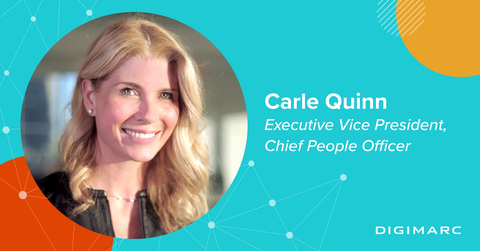 Carle Quinn joins Digimarc as Chief Product Officer to spearhead the company's global human resource function. She will drive initiatives that foster organizational resilience and optimize performance globally. Quinn's leadership style positions the company for sustained growth and industry leadership in digital watermarking technologies. (Graphic: Business Wire)