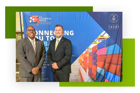 Carson Strickland and Thomas Matthias with Regions' Global Trade Finance team accepted the 2024 President's 