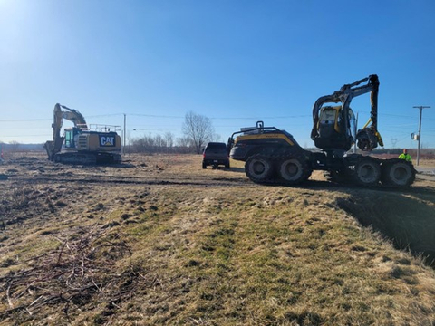 Tree clearing operations at NMG’s Phase-2 Bécancour Battery Material Plant site.