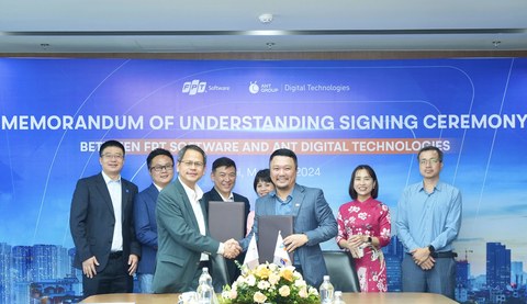 The MoU signing ceremony took place in Hanoi, Vietnam, with the participation of Nguyen Khai Hoan, FPT Software Senior Executive Vice President, Derrick Loi, General Manager of International Business at Ant Digital Technologies, and representatives of both parties (Photo: Business Wire)