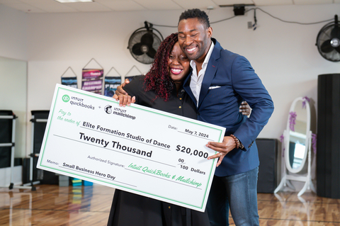 Intuit QuickBooks and Mailchimp surprised Northern Virginia-based small business Elite Formation Studio of Dance with $20,000 as part of Intuit’s third annual Small Business Hero Day. (Photo: Business Wire)