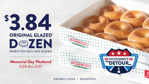<money>$3.84</money> Original Glazed® dozen available along the way and where many stay as record 38.4 million people expected to hit the road over long weekend (Photo: Business Wire)