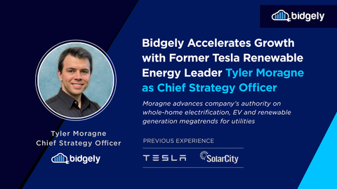 Moragne's strong leadership background brings new levels of strategic expertise as Bidgely supports its global roster of utility partners. (Graphic: Business Wire)