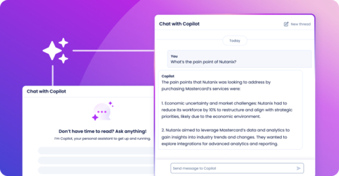 Copilot Chat can answer specific questions about a given account, giving users the answers they need quickly using conversational AI. (Photo: Business Wire)