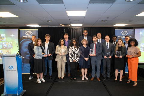 Representatives from The Coca-Cola Company, Family Dollar, NASCAR, Foley & Lardner LLP, Lilly Endowment Inc., Planet Fitness and Pinterest accept Boys & Girls Clubs of America’s awards for outstanding partnership and commitment to youth at the organization’s 2024 National Conference in Atlanta. (AP Content Services for Boys & Girls Clubs of America)