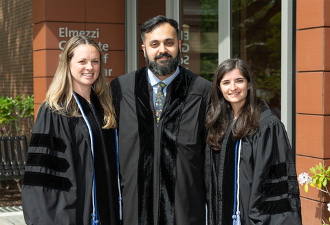 (Left to right) 2024 Elmezzi graduates Drs. Bailey Roberts, Prashin Unadkat and Colleen Nofi. (Credit: Feinstein Institutes)