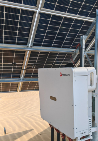 Photo: Hopewind 2GW Solar Inverter Case in Kubuqi Desert Control Project (Photo: Business Wire)