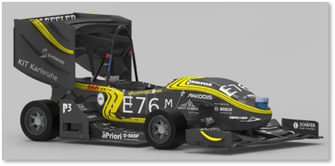 Ein Modell eines KA-Rennwagens mit aPriori-Sponsorenlogo. (Photo: Business Wire)
