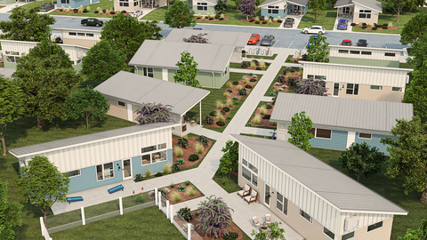 original Aerial Rendering of Casata San Marcos, which will consist of 210 micro-home units (Rendering by Align 3D)