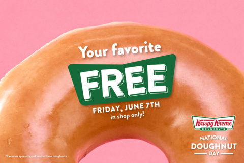 On National Doughnut Day (June 7), Americans can receive any “favorite” doughnut of choice FREE – no purchase necessary (excludes limited time only doughnuts) – as well as a $2 Original Glazed® dozen with the purchase of any dozen (Photo: Business Wire)