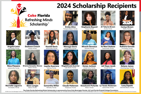 Coca-Cola Beverages Florida, LLC will award twenty-five recent Florida high school graduates with the first-ever Coke Florida Refreshing Minds Scholarship℠, in partnership with the Florida Prepaid College Foundation. (Photo: Business Wire)
