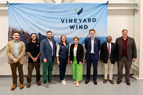 Avangrid CEO Pedro Azagra joins Massachusetts Governor Maura Healey, State Senator Julian Cyr, and state and local officials at the Operations and Maintenance Service Facility on Martha’s Vineyard for the company’s Vineyard Wind 1 project on Thursday, June 6, 2024. (Photo: Business Wire)