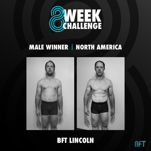 James Puls, 52, saw a 47% body fat percentage decrease from 9.5% to 5% by the end of the BFT 8-Week Challenge (Photo: Business Wire)