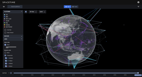 Aalyria's Spacetime is the world’s most intelligent network routing and orchestration platform. The system is akin to “Waze” for networking, with the additional ability to build new streets on demand. The software works in real-time to achieve mission requirements by routing network traffic in the most efficient way possible; determining alternative network pathways to avoid disruptions; and creating entirely new pathways when needed. (Graphic: Business Wire)