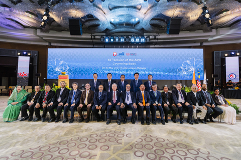 出席第66屆GBM會議的各國代表團團長和秘書長（前排左六）。（照片：美國商業資訊）