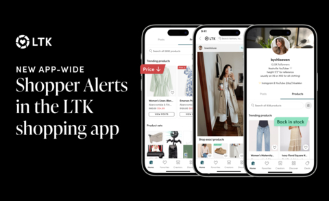 LTK, the Creator Commerce™ Platform, Introduces New Shopper Alerts in the LTK Shopping App (Photo: LTK)