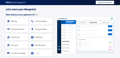 This screenshot of Pega GenAI Blueprint shows where users begin the process of quickly designing their workflows using generative AI based on industry best practices. (Graphic: Business Wire)