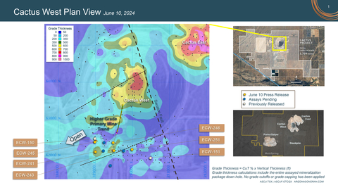Cactus West drilling images (June 10, 2024). Extension to known mineralization.