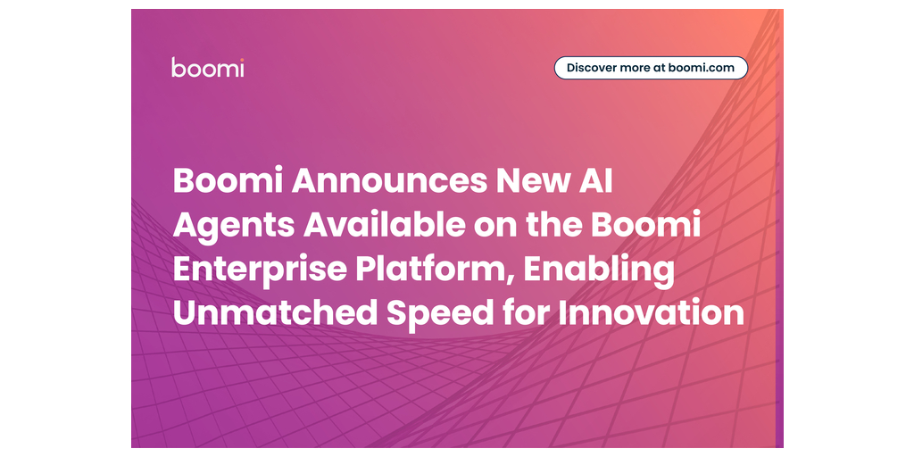 Boomi、イノベーションのための比類なきスピードを可能にする、Boomi Enterprise Platformで利用可能な新しいAIエージェントを発表