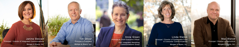 Anne Green, Principal and CEO of the G&S Integrated Marketing Communications Group with the Principals of MorganMyers. The current management team of Tim Oliver, Janine Stewart, Linda Wenck and Max Wenck, will remain with MorganMyers, a G&S Agency. Clients will continue to be served from the agency’s current offices in Waukesha, Wis. and Waterloo, Iowa., as well as by remote employees in multiple regions of the country. (Photo: Business Wire)