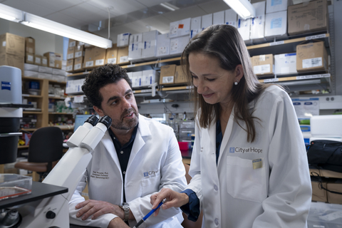 Saul Priceman, Ph.D., City of Hope associate professor, Department of Hematology & Hematopoietic Cell Transplantation, and Tanya Dorff, M.D., City of Hope section chief, Genitourinary Disease Program, and their teams worked together on the phase 1 clinical trial using a City of Hope-developed CAR T cell therapy for prostate cancer. (Photo: Business Wire)