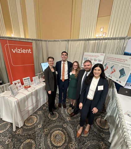 Vizient showcases the Vizient Vulnerability Index™ at the Healthcare Innovation Expo on Capitol Hill, an event hosted by the Healthcare Leadership Council in collaboration with the Health Care Innovation Caucus. From left, Heather Blonsky, Daniel Lubertazzi, Alexandria Icenhower, Darren Webb and Mina Kato. (Photo: Business Wire)