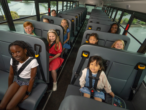 Blue Bird announced the most comprehensive safety upgrades to its school buses in the company’s history. Blue Bird buses will feature an unprecedented array of safety systems to protect school children, bus drivers and other road users. The company is the first school bus builder to install three-point seat belts and 4Front, a driver air bag, as standard equipment. (Image provided by IMMI)