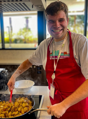Adults with autism and other neurodiversities participate in cooking courses at First Place AZ model apartment community to build independent living skills with help from Sprouts grant funding. (Photo: Business Wire)