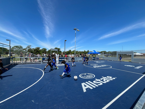 Allstate and Tyler Adams unveil mini-pitch for youth in Detroit (Photo: Business Wire)