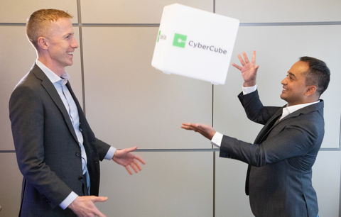 Getting to grips with CyberCube's new logo: CyberCube CEO Pascal Millaire (left) and Ashwin Kashyap, co-founder and chief product officer (right). (Photo: Business Wire)