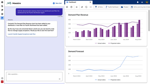 A screenshot of Maestro by Kinaxis, the AI-infused supply chain orchestration platform the company announced at its global supply chain conference, Kinexions, in Miami, FL. (Graphic: Business Wire)